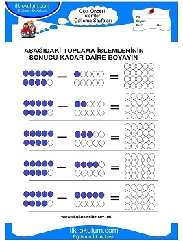 Çocuklar İçin toplam işlemi yaprak testleri 